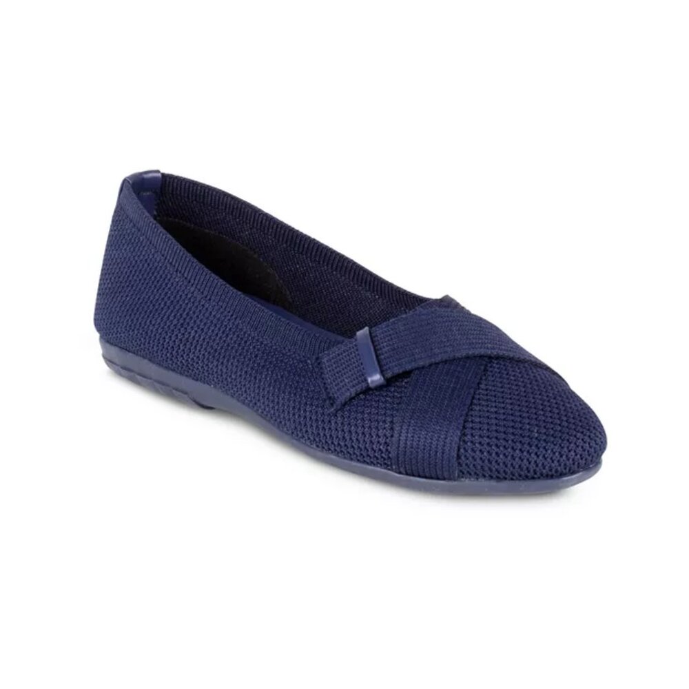 NWT Gloria Vanderbilt Women Debbie Knit Double Strap Flat Navy Size 6 $60 3SH104